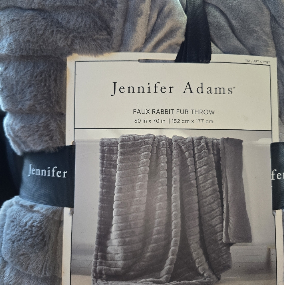 Jennifer Adams faux rabbit fur throw 60 in x 70 in